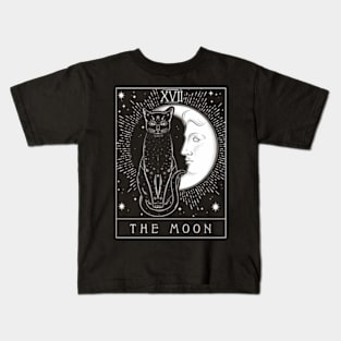 Tarot Card Crescent Moon And Cat Kids T-Shirt